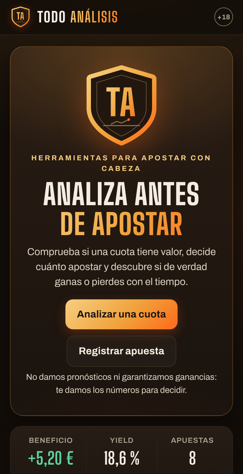 Pantalla de inicio de la app Todo Análisis